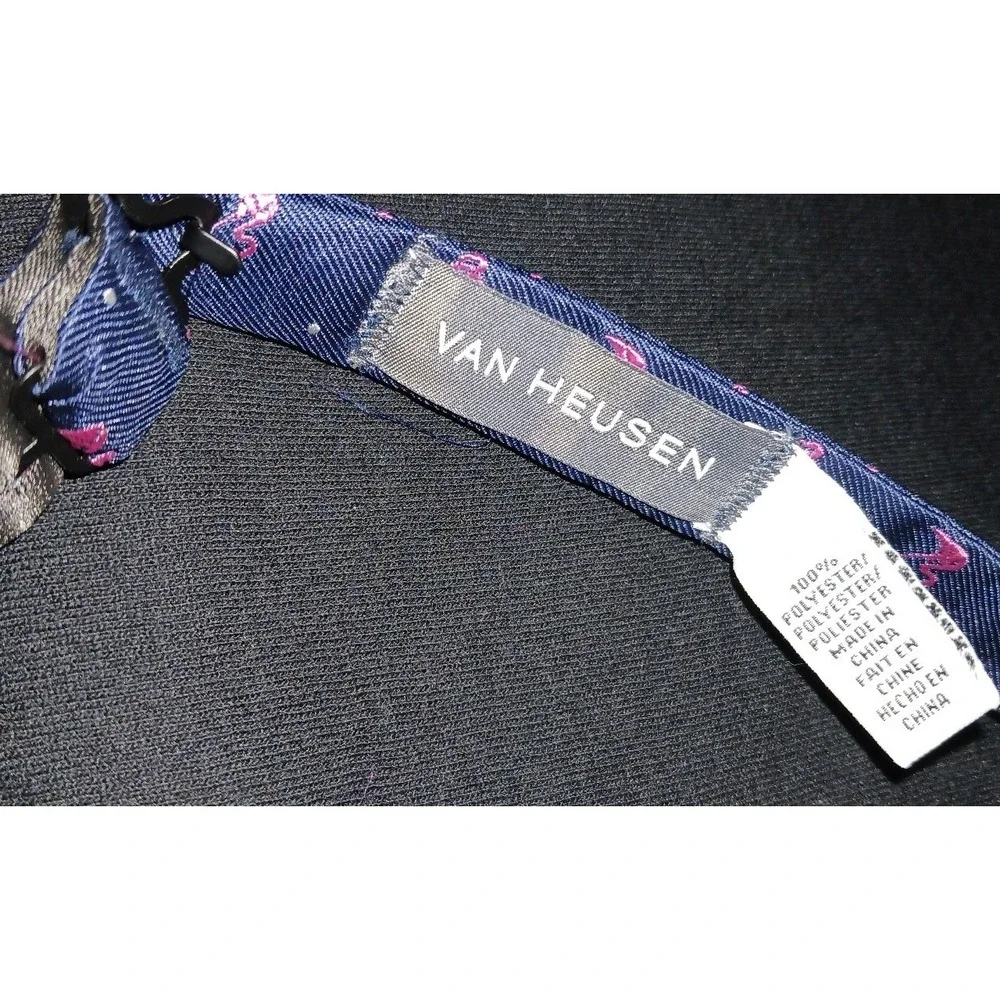 Van Heusen‎ Men's Pre-Tied Navy Blue Flamingo Print Adjustable Bow Tie